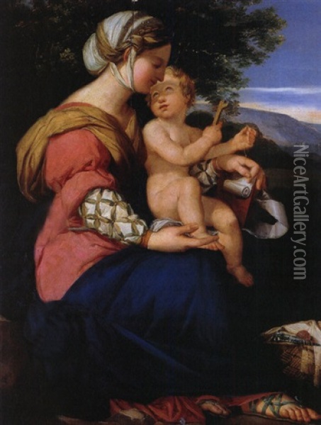 Madonna Mit Dem Kind Unter Einem Baum Sitzend Oil Painting - Pietro da Cortona