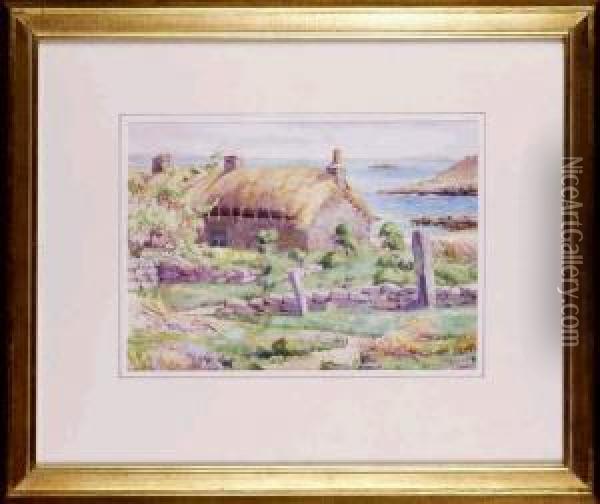 Thatched Cottage Oil Painting - Anna Althea Hills