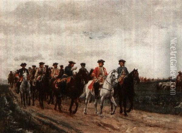 Maurice, Comte De Saxe, With His Troops Oil Painting - Ernest Meissonier