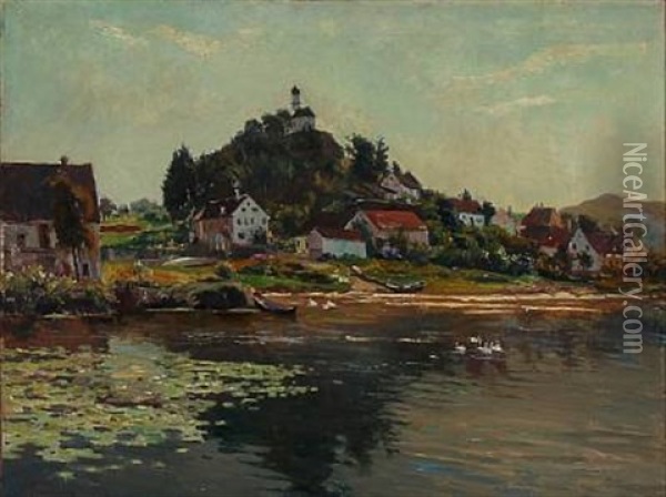 Summer Day On A River Bank In Germany Oil Painting - Franz Paul Maria Guillery