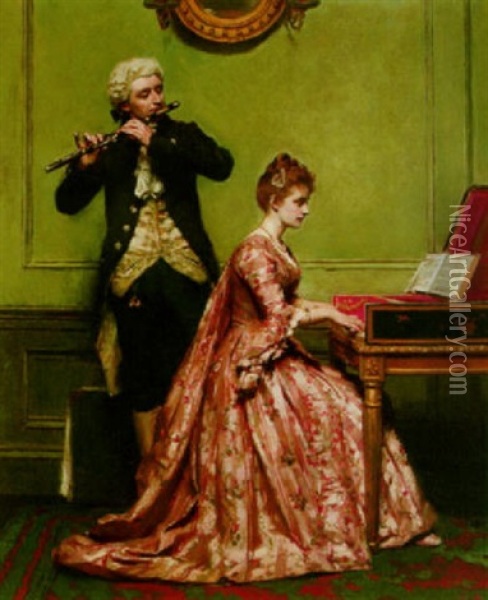A Music Lesson Oil Painting - Robert James Gordon