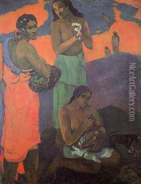 Maternity Aka Three Woman On The Seashore Oil Painting - Paul Gauguin