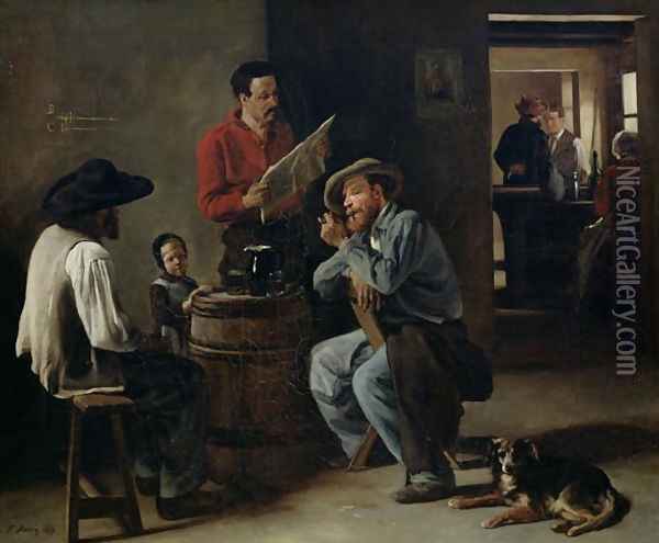 Interior of a Tavern, 1859 Oil Painting - Francois Bonvin