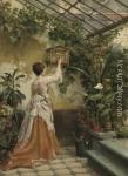 In The Greenhouse Oil Painting - Otto Eerelman