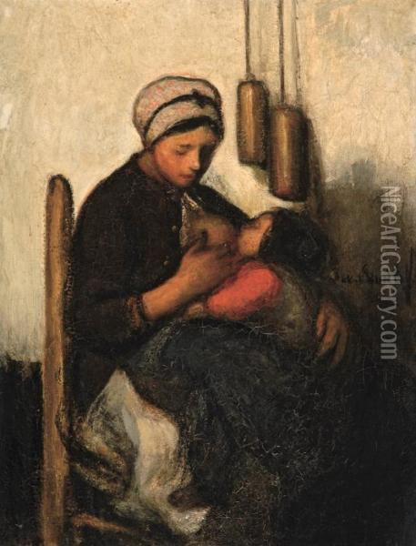 Mother And Child Oil Painting - Jakob Smits