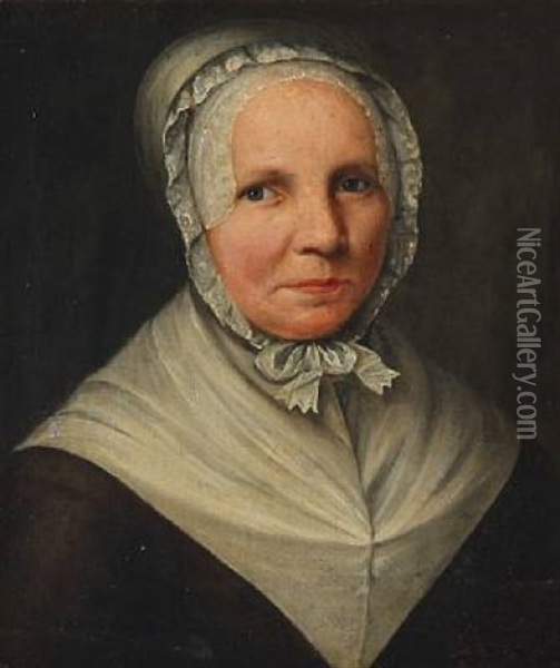 Portrait Of The Artist's Mother Susanna Elisabeth Johansdatter Rafn, Nee Post Oil Painting - Christian Rafn
