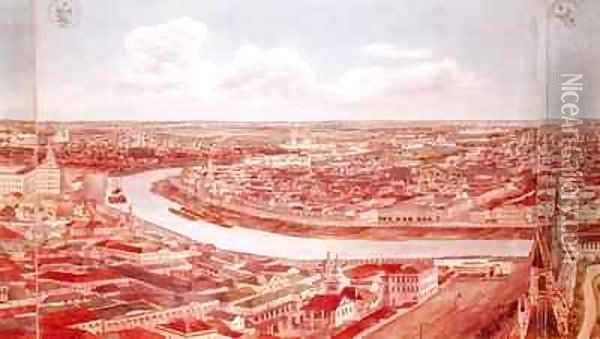 Panorama of Moscow depicting the Moskva River Oil Painting - Gadolle