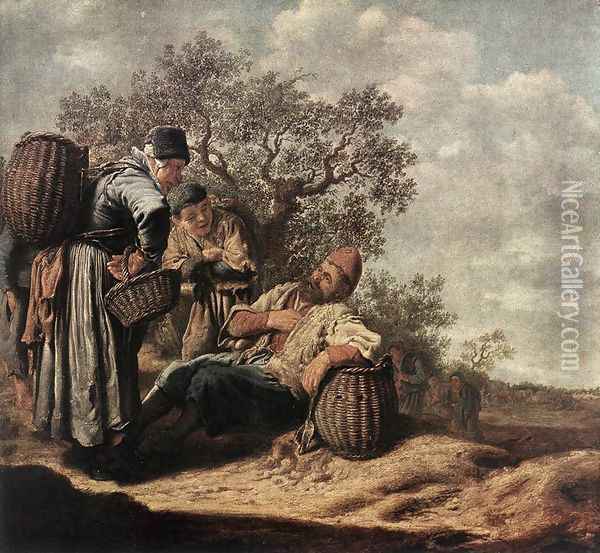 Landscape with Conversing Peasants Oil Painting - Pieter de Molyn