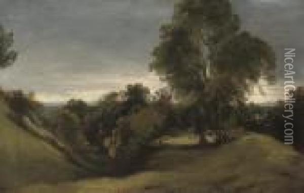 A Wooded Landscape Oil Painting - John Constable