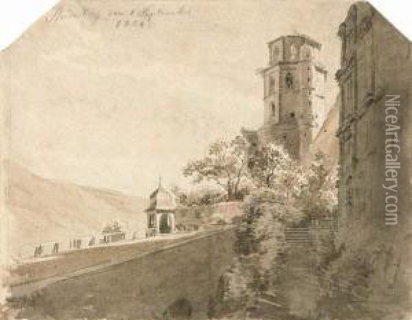 Heidelberg: Ansicht Vom Schloss. Oil Painting - Eugen Napoleon Neureuther