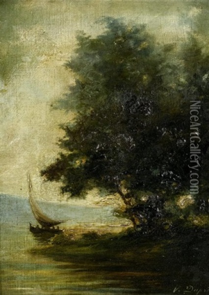Seeufer Mit Einem Segelboot Oil Painting - Leon Victor Dupre