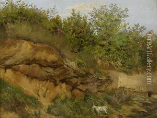 Sommerliche Landschaft Mit Erdhang Oil Painting - Traugott Schiess