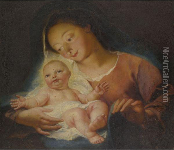 Madonna And Child Oil Painting - Antoine Coypel