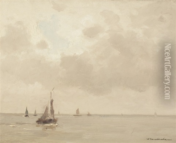 Segelboote Auf Offener See Oil Painting - Wilhelm Hambuechen