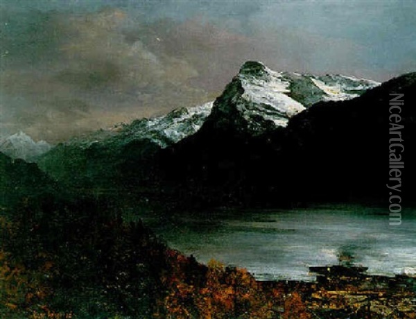 Mondnacht Am Vierwaldstaetter See Oil Painting - Oswald Achenbach