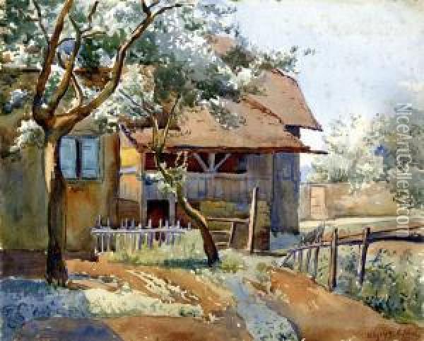 Haus In Pully Oil Painting - Carlos Schneider