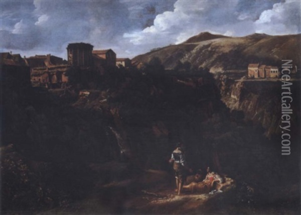 A View Of The Cascade At Tivoli Oil Painting - Gaspard Dughet