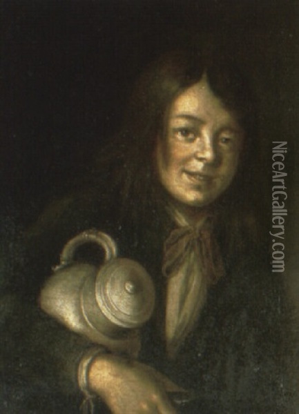 A Youth Holding A Jug Oil Painting - Giacomo Ceruti