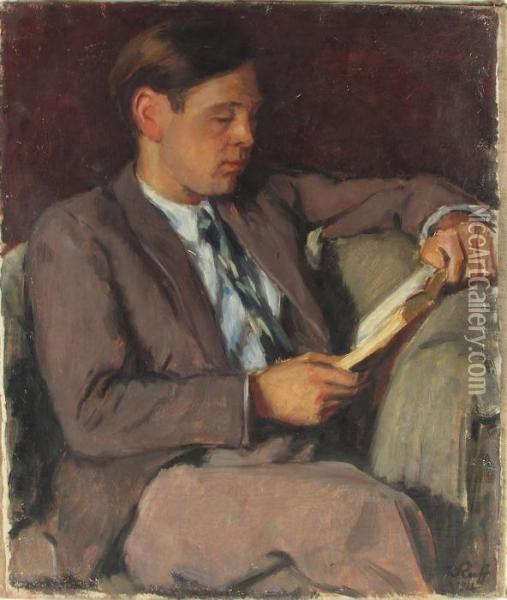 Sitzender Junger Mann Beim Lesen Oil Painting - Konrad Ruff
