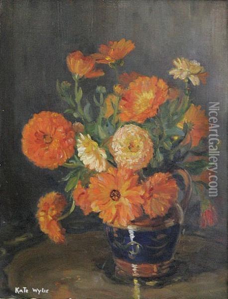 Marigolds Oil Painting - Kate Wylie