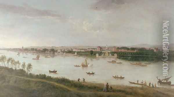 The Royal Hospital from the south bank of The River Thames Oil Painting - Peter Tillemans