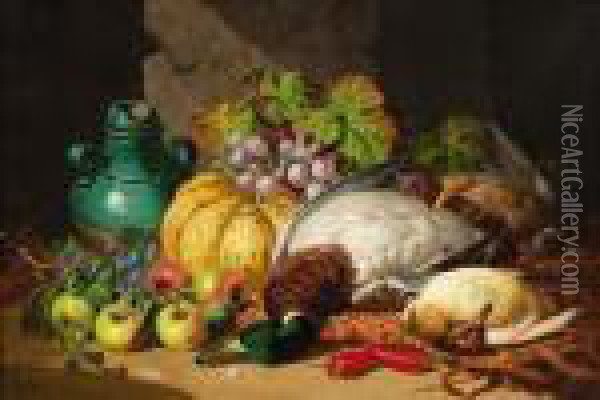 Still Life With Dead Game And Fruit Oil Painting - Charles Thomas Bale