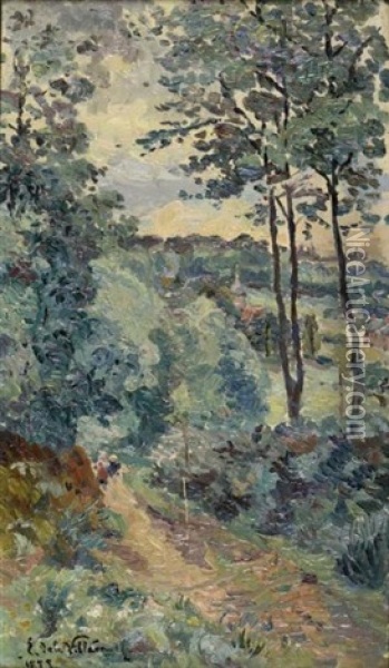 Au Dessus Du Chemin De Saint Brieuc Des Iffs, 1898 Oil Painting - Emmanuel Victor Auguste Marie De La Villeon