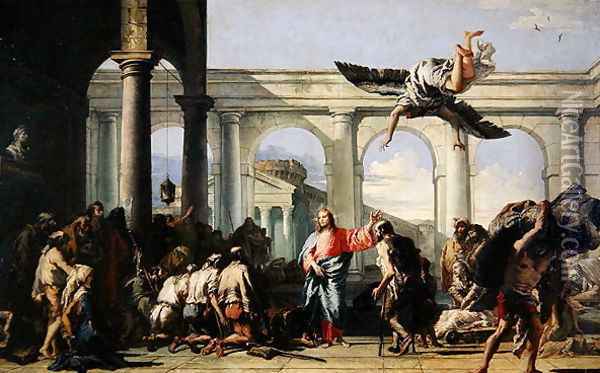 Jesus Healing the Paralytic at the Pool of Bethesda, c.1759 Oil Painting - Giovanni Domenico Tiepolo