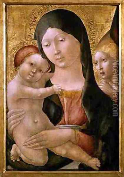 Madonna and Child with an Angel Oil Painting - da Verona Liberale (Bonfanti)