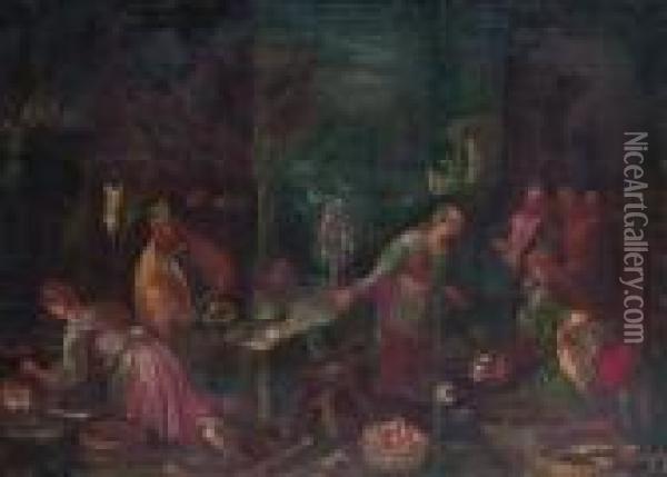 Christus Bei Martha Und Maria Magdalena Oil Painting - Jacopo Bassano (Jacopo da Ponte)