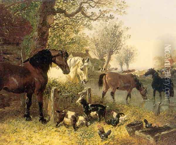 Horses and Farmyard Animals II Oil Painting - John Frederick Herring Snr