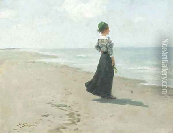 Looking out to sea at Fano island, Denmark Oil Painting - Hermann Seeger