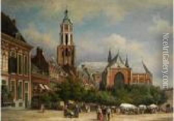 Der Markt In Arnheim Oil Painting - Elias Pieter van Bommel