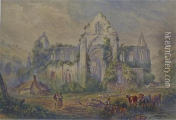 Abbey Ruins Oil Painting - Thomas Creswick
