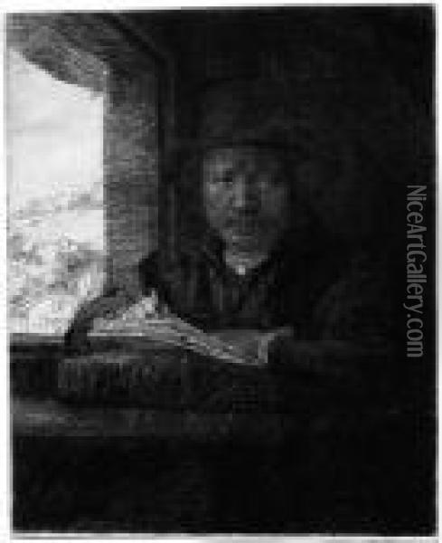 Selbstbildnis Am Fenster Oil Painting - Rembrandt Van Rijn