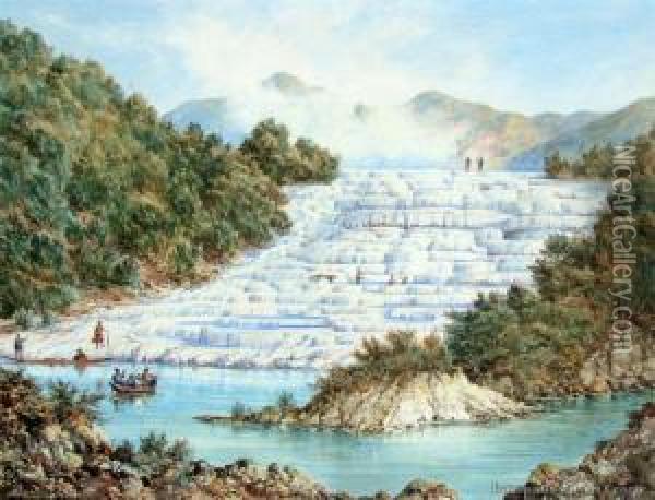 White Terrace, Rotomahana Oil Painting - Charles Decimus Barraud