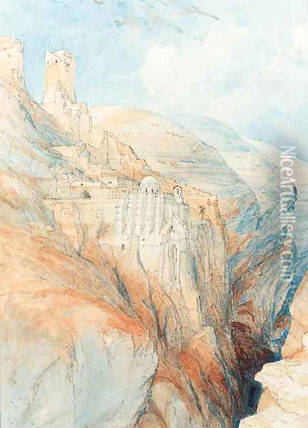 The convent of St. Saba, near Ungedi Oil Painting - David Roberts