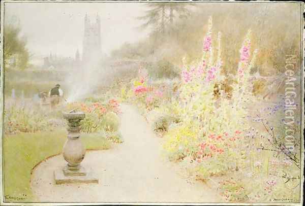 The Abbey Garden Oil Painting - Albert Goodwin