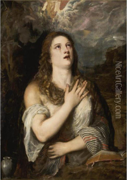 The Penitent Magdalene Oil Painting - Tiziano Vecellio (Titian)