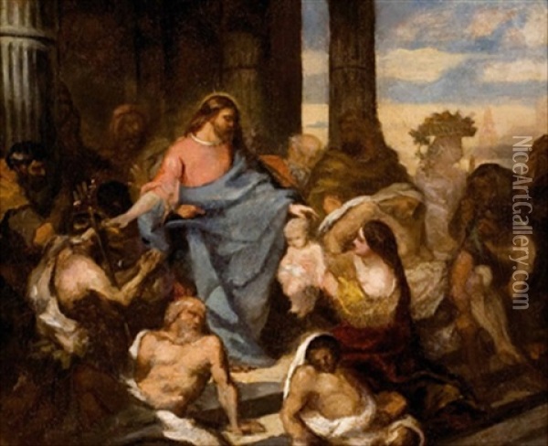Jesus Als Freund Der Kranken Oil Painting - Eugene Delacroix