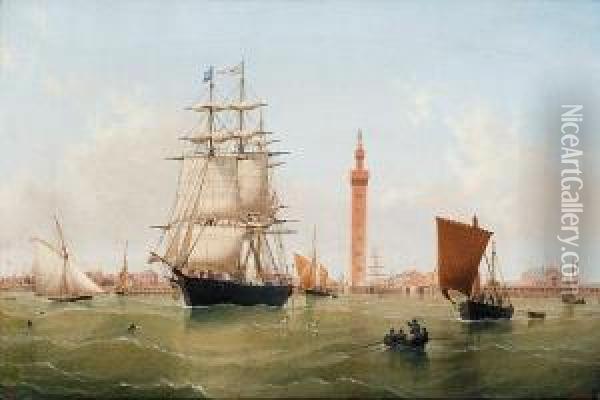 A Three-masted Merchantman Leaving Grimsby Oil Painting - William Frederick Settle