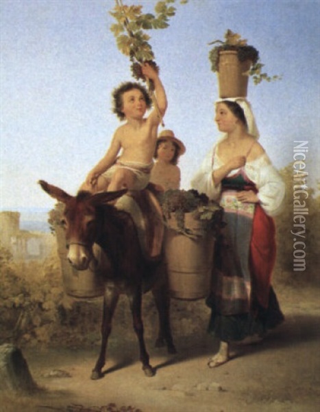 Harvest Time In Italy Oil Painting - John Gadsby Chapman