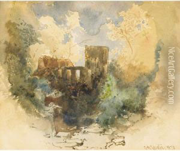 Ruins Oil Painting - Otto Reinhard Jacobi