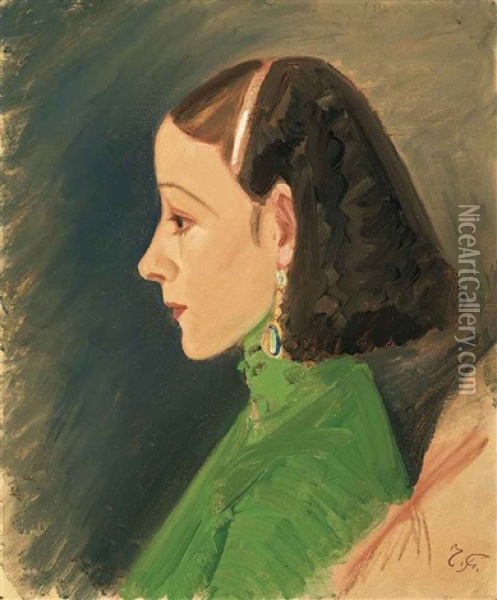 Portrait Of A Taiwanese Lady Oil Painting - Fujishima Takeji