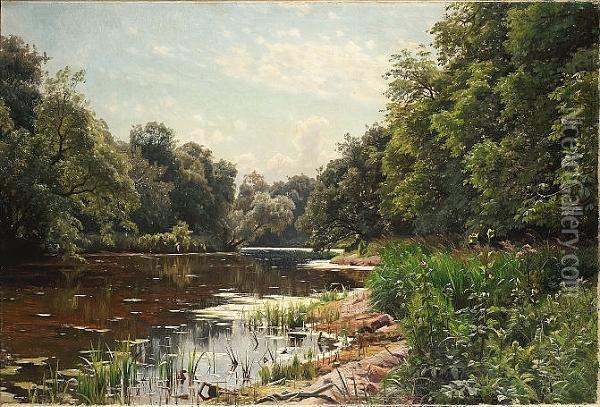 A Tranquil River Oil Painting - Peder Mork Monsted