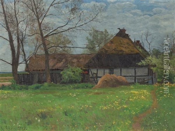 Silence (farmstead) Oil Painting - Paul Mueller-Kaempff