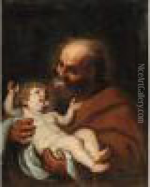 Saint Joseph Et L'enfant Jesus Oil Painting - Girolamo Troppa