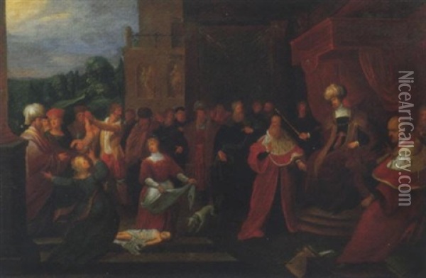 Il Giudizio Di Salomone Oil Painting - Hieronymus Francken the Younger