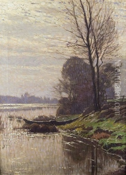 Abendlicht Am Rhein Oil Painting - Arthur Wansleben