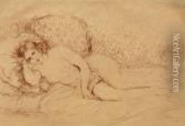 Femme Nue Couchee (tournee A Droite) Oil Painting - Pierre Auguste Renoir